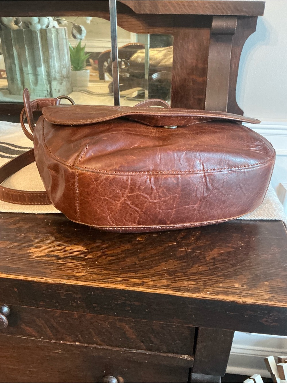 Frye Melissa Leather Saddle Bag Crossbody Shoulder Bag Cognac Brown Retail $378 - Picture 10 of 15